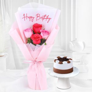Angelic Rose Bouquet N Black Forest Birthday Bliss