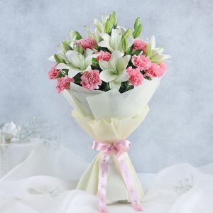 Asiatic Lilies Carnations Mixed Bouquet