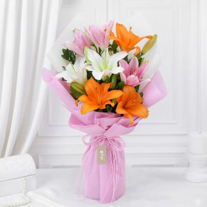 Attractive Mixed Asiatic Lilies Bunch