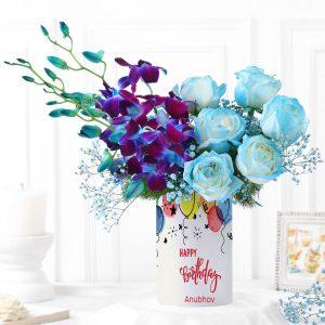 Bedazzled Orchids N Roses Vase Arrangement