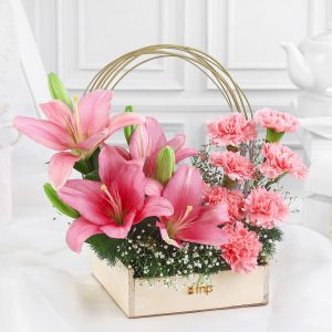 Blushing Spring Lilies N Carnations Tray