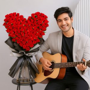 Grand Rose Box with Lights and Live Guitarist Surprise