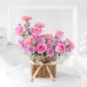 Hues of Nature Carnations N Roses Basket