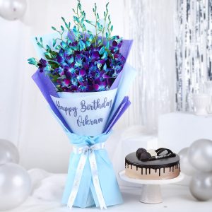 Personalised Birthday Bouquet N Chocolate Cake