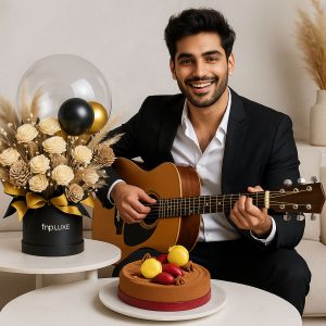 Rustic Floral N Balloon Decor with Live Guitarist Surprise