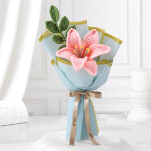 Soft Pink Crochet Lily Bouquet