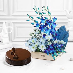 Tranquil Orchid Dream Bouquet N Truffle Cake Combo
