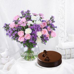 Twilight Magic Bouquet N Truffle Cake Combo